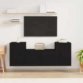 3-piece black plywood TV furniture set by vidaXL, TV Furniture - Ref: Foro24-3188503, Price: 136,08 €, Discount: %