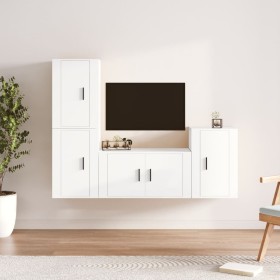 4-piece white plywood TV furniture set by vidaXL, TV Furniture - Ref: Foro24-3188606, Price: 159,78 €, Discount: %