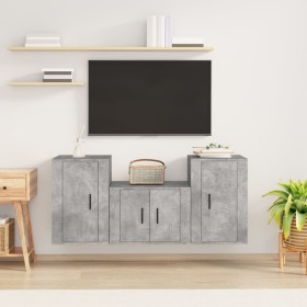 TV furniture set 3 pieces concrete gray plywood by vidaXL, TV Furniture - Ref: Foro24-3188498, Price: 105,51 €, Discount: %