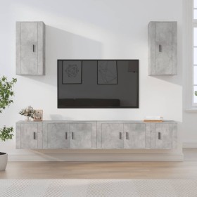 TV furniture set 6 pieces concrete gray plywood by vidaXL, TV Furniture - Ref: Foro24-3188690, Price: 231,99 €, Discount: %