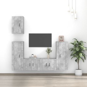 TV furniture set 5 pieces concrete gray plywood by vidaXL, TV Furniture - Ref: Foro24-3188778, Price: 215,99 €, Discount: %