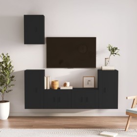 5-piece black plywood TV furniture set by vidaXL, TV Furniture - Ref: Foro24-3188575, Price: 218,68 €, Discount: %