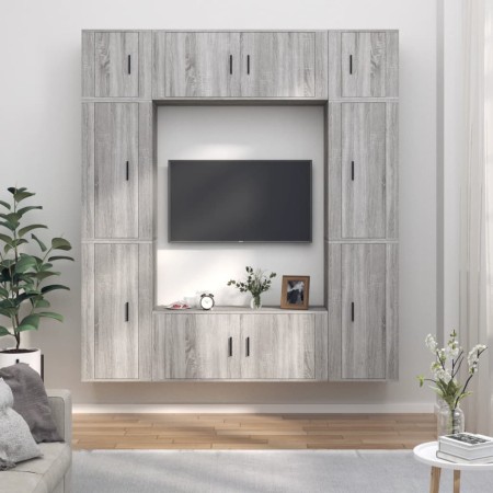 TV furniture set 8 pieces Sonoma gray plywood by vidaXL, TV Furniture - Ref: Foro24-3188644, Price: 376,33 €, Discount: %