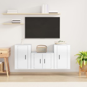 3-piece TV furniture set, glossy white plywood by vidaXL, TV Furniture - Ref: Foro24-3188504, Price: 122,40 €, Discount: %