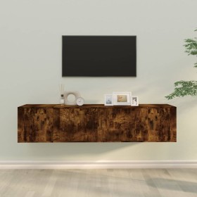 TV furniture set 3 pieces smoked oak plywood by vidaXL, TV Furniture - Ref: Foro24-3188419, Price: 110,58 €, Discount: %