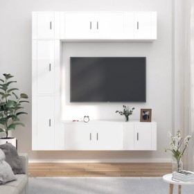 TV-Möbelset 7-teilig aus glänzend weißem Sperrholz von vidaXL, TV-Möbel - Ref: Foro24-3188648, Preis: 360,77 €, Rabatt: %