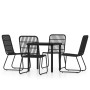 Garden dining set 5 pieces black by vidaXL, Garden sets - Ref: Foro24-3099168, Price: 476,97 €, Discount: %