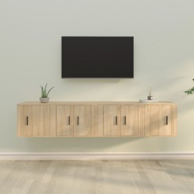 TV furniture set 4 pieces Sonoma oak plywood by vidaXL, TV Furniture - Ref: Foro24-3188433, Price: 128,15 €, Discount: %