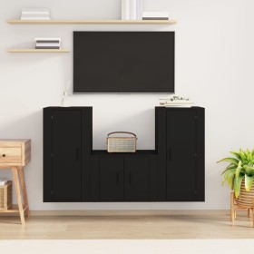 3-piece TV furniture set made of black plywood by vidaXL, TV Furniture - Ref: Foro24-3188519, Price: 139,84 €, Discount: %