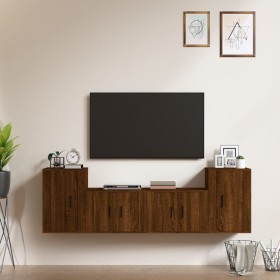 TV-Möbelset 4-teilig aus eichenbraunem Sperrholz von vidaXL, TV-Möbel - Ref: Foro24-3188549, Preis: 159,99 €, Rabatt: %