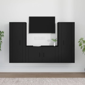 3-piece TV furniture set made of black plywood by vidaXL, TV Furniture - Ref: Foro24-3188751, Price: 172,65 €, Discount: %