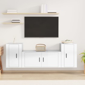 Set de muebles de TV 3 pzas madera contrachapada blanco brillo de vidaXL, Muebles TV - Ref: Foro24-3188512, Precio: 140,75 €,...