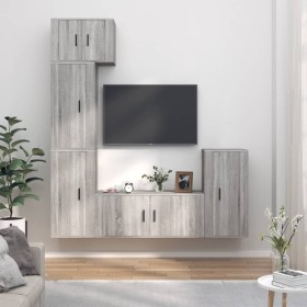 TV furniture set 5 pieces Sonoma gray plywood by vidaXL, TV Furniture - Ref: Foro24-3188620, Price: 243,99 €, Discount: %