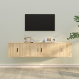 TV furniture set, 3 pieces, oak veneer plywood, Sonoma oak. by vidaXL, TV Furniture - Ref: Foro24-3188417, Price: 118,99 €, D...