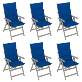 Reclining garden chairs 6 pcs solid acacia wood cushions by vidaXL, Garden chairs - Ref: Foro24-3065342, Price: 438,99 €, Dis...