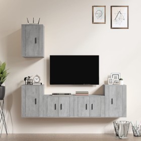 TV furniture set 5 pieces concrete gray plywood by vidaXL, TV Furniture - Ref: Foro24-3188570, Price: 176,99 €, Discount: %