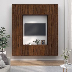 TV furniture set 8 pieces brown oak plywood by vidaXL, TV Furniture - Ref: Foro24-3188645, Price: 413,69 €, Discount: %