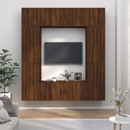 TV furniture set 8 pieces brown oak plywood by vidaXL, TV Furniture - Ref: Foro24-3188645, Price: 413,69 €, Discount: %