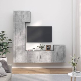 TV-Möbelset 5-teilig betongraues Sperrholz von vidaXL, TV-Möbel - Ref: Foro24-3188626, Preis: 211,36 €, Rabatt: %