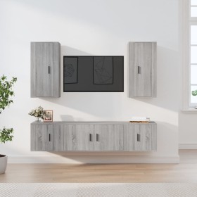 TV-Möbelset 5-teilig Sonoma graues Sperrholz von vidaXL, TV-Möbel - Ref: Foro24-3188684, Preis: 199,99 €, Rabatt: %