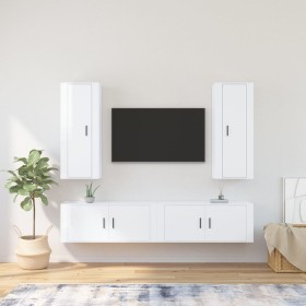 Set de muebles de TV 4 pzas madera contrachapada blanco brillo de vidaXL, Muebles TV - Ref: Foro24-3188848, Precio: 244,95 €,...