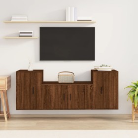 TV furniture set 3 pieces brown oak plywood by vidaXL, TV Furniture - Ref: Foro24-3188509, Price: 127,99 €, Discount: %