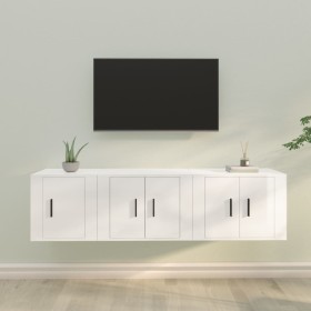 TV furniture set 3 pieces glossy white plywood by vidaXL, TV Furniture - Ref: Foro24-3188440, Price: 104,02 €, Discount: %