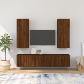 TV furniture set 5 pieces brown oak plywood by vidaXL, TV Furniture - Ref: Foro24-3188837, Price: 234,95 €, Discount: %