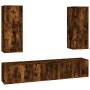 TV furniture set 4 pieces smoked oak plywood by vidaXL, TV Furniture - Ref: Foro24-3188851, Price: 231,36 €, Discount: %