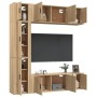 TV furniture set 7 pieces Sonoma oak plywood by vidaXL, TV Furniture - Ref: Foro24-3188649, Price: 296,99 €, Discount: %