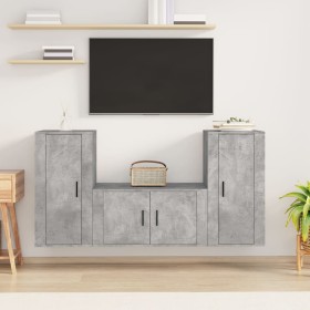 TV furniture set 3 pieces concrete gray plywood by vidaXL, TV Furniture - Ref: Foro24-3188530, Price: 137,36 €, Discount: %