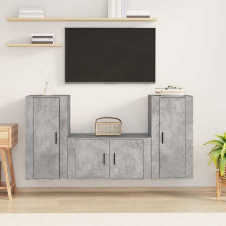 TV furniture set 3 pieces concrete gray plywood by vidaXL, TV Furniture - Ref: Foro24-3188530, Price: 136,61 €, Discount: %