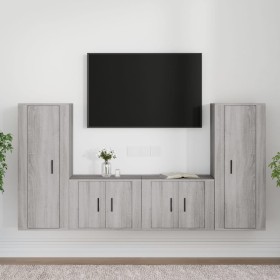 Set de muebles para TV 4 pzas madera contrachapada gris Sonoma de vidaXL, Muebles TV - Ref: Foro24-3188772, Precio: 186,99 €,...