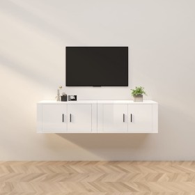 Wall TV cabinets 2 pcs glossy white 80x34.5x40 cm by vidaXL, TV Furniture - Ref: Foro24-3188352, Price: 98,48 €, Discount: %