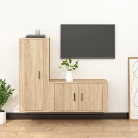 TV furniture set 2 pieces sonoma oak plywood by vidaXL, TV Furniture - Ref: Foro24-3188729, Price: 117,99 €, Discount: %