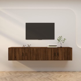 Wall TV cabinets 2 pcs brown oak 100x34.5x40 cm by vidaXL, TV Furniture - Ref: Foro24-3188373, Price: 150,99 €, Discount: %