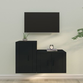 2-piece black plywood TV furniture set by vidaXL, TV Furniture - Ref: Foro24-3188447, Price: 83,39 €, Discount: %