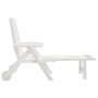 Folding sun lounger with white PP wheels by vidaXL, Loungers - Ref: Foro24-364696, Price: 107,21 €, Discount: %