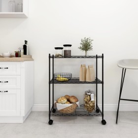 3-tier shelving unit with wheels black 60x35x81 cm 150 kg by vidaXL, Industrial shelving - Ref: Foro24-324626, Price: 45,85 €...