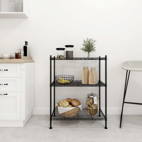 Black 3-tier storage shelf 60x35x76 cm 150 kg by vidaXL, Industrial shelving - Ref: Foro24-324620, Price: 54,99 €, Discount: %