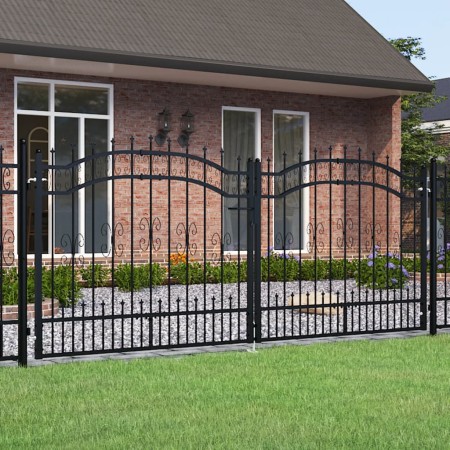 Black coated steel spear point fence gate 305x173cm by vidaXL, garden gates - Ref: Foro24-151096, Price: 398,40 €, Discount: %