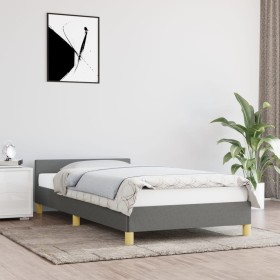 Bed frame with headboard in dark gray fabric 80x200 cm by vidaXL, Beds and slatted bases - Ref: Foro24-347368, Price: 98,99 €...