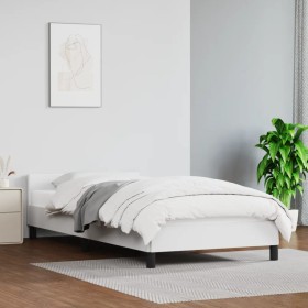 White synthetic leather headboard bed frame 100x200 cm by vidaXL, Beds and slatted bases - Ref: Foro24-347484, Price: 107,99 ...