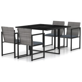 Set de comedor de jardín 5 pzas y cojines ratán sintético gris de vidaXL, Conjuntos de jardín - Ref: Foro24-317184, Precio: 3...