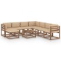 Juego de muebles de jardín 9 piezas con cojines beige de vidaXL, Conjuntos de jardín - Ref: Foro24-3067551, Precio: 626,99 €,...