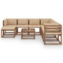 Juego de muebles de jardín 9 piezas con cojines beige de vidaXL, Conjuntos de jardín - Ref: Foro24-3067551, Precio: 626,99 €,...