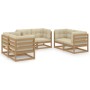 6-piece garden furniture set with solid pine wood cushions by vidaXL, Garden sets - Ref: Foro24-3076492, Price: 725,72 €, Dis...