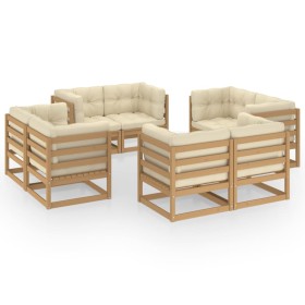 8-piece garden furniture set and solid pine wood cushions by vidaXL, Garden sets - Ref: Foro24-3076337, Price: 1,00 €, Discou...