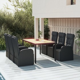 7-teiliges Garten-Essset und schwarze Kissen aus synthetischem Rattan von vidaXL, Gartensets - Ref: Foro24-3157602, Preis: 1,...