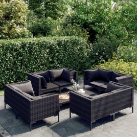 Gartenmöbel-Set 9-teilig und dunkelgraue synthetische Rattankissen von vidaXL, Gartensets - Ref: Foro24-3099809, Preis: 701,4...